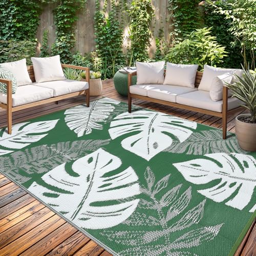 GAOMON Outdoor Rugs 9x18 Waterproof Patio Rug Outdoor Plastic Straw Rug Reversible Camping Mat, Portable RV Picnic Carpet with Bag & 4 Stakes, UV Resi