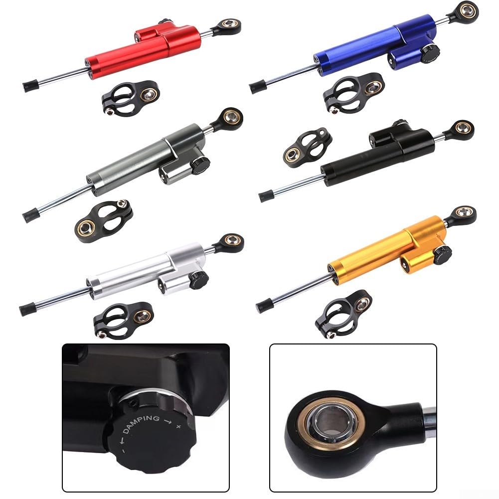 Zoegneer Motorrad-Lenkungsdämpfer Stabilisator Motorrad-Lenkerdämpfer Lenkerhalterung Dämpfer Lenkstabilisator 256 mm kurze Version (Titan)