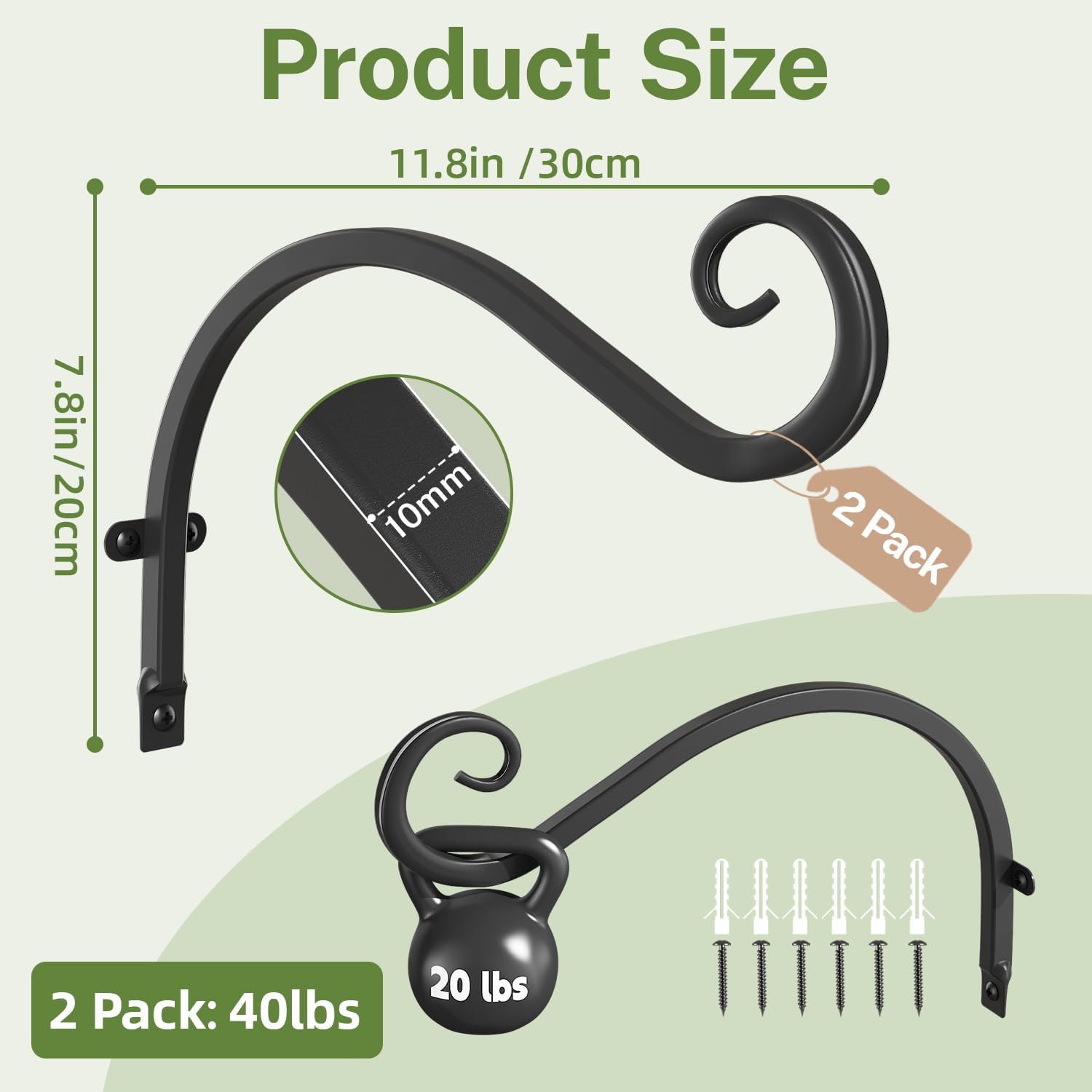 iDavosic.ly Wall Plant Stand Set of 3, Indoor Floating Decor, 11.8 Inch Heavy Duty Plant Hangers, Metal Wall Hooks Brackets for Garden Porch Patio, Space Saving Black (Pots/Chains/Plants Not Included)