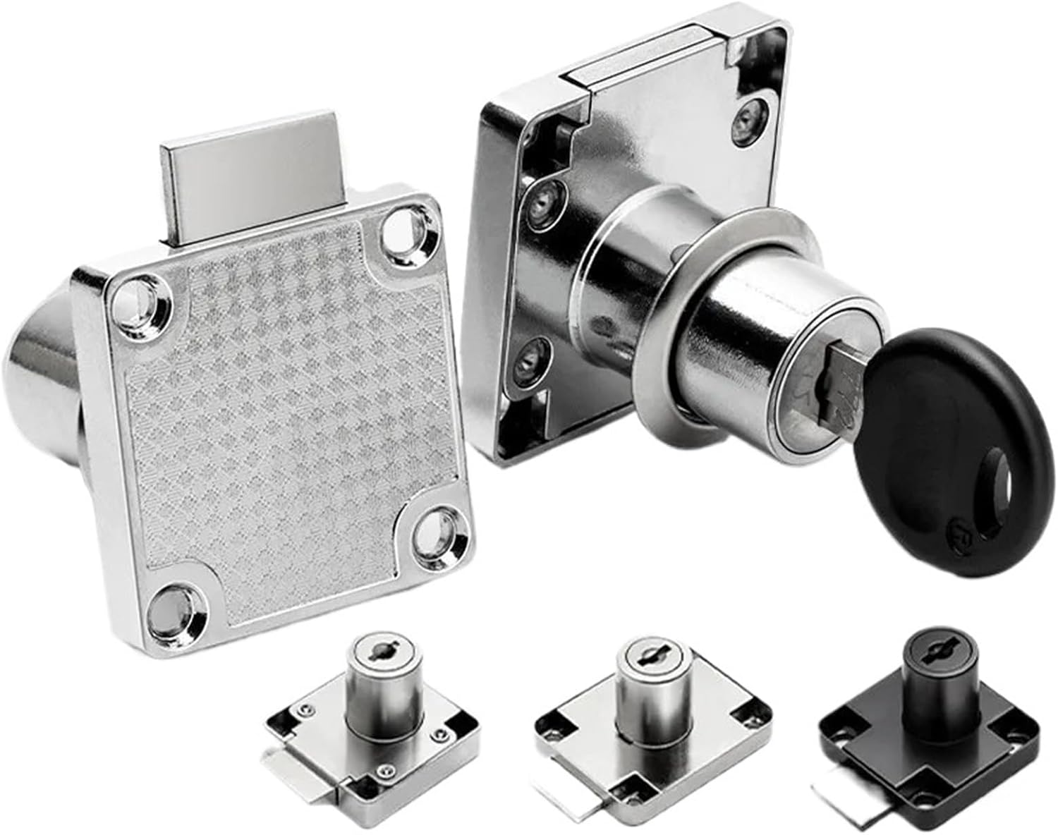 Cabinet Drawer Latch Locks Furniture Door Lock Hardware Desk Lock Wardrobe Door Locks Bedside Bookcase Lock 1Pcs(Black 19x32)