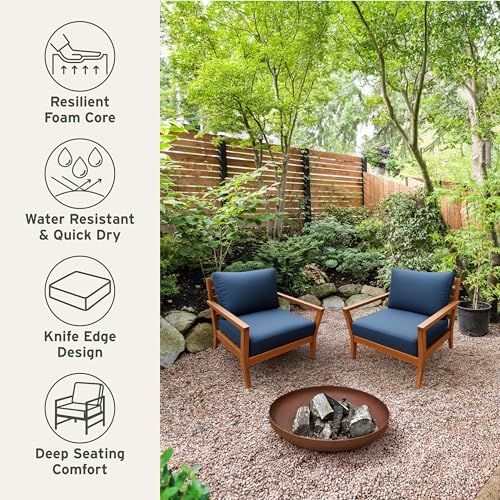 Eddie Bauer Sunbrella® Fabric 1-Piece Outdoor Lounge Chair Cushion, 23" W x 27" L, Canvas Navy by Eddie Bauer - Image 5