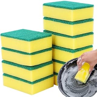 AKOAK 10 Pcs Multi-Purpose Sand-containing Scouring Pad Dish Cloth Household Sponge Scrub Non-Stick Oil Brush Pot Absorbent Cleaning Cloth
