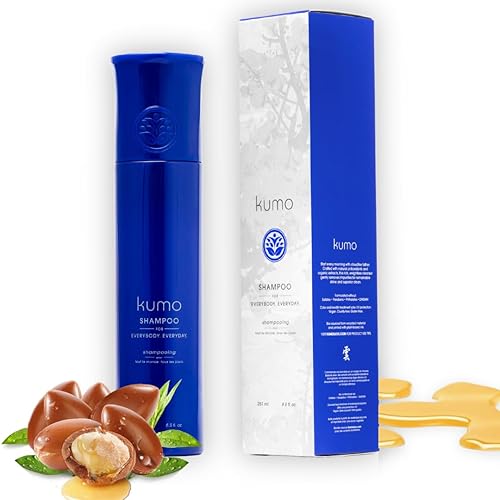 Kumo Champú para todos los días - Ideal para todo tipo de cabello, champú de aceite de argán marroquí, champú hidratante profundo, champú sin