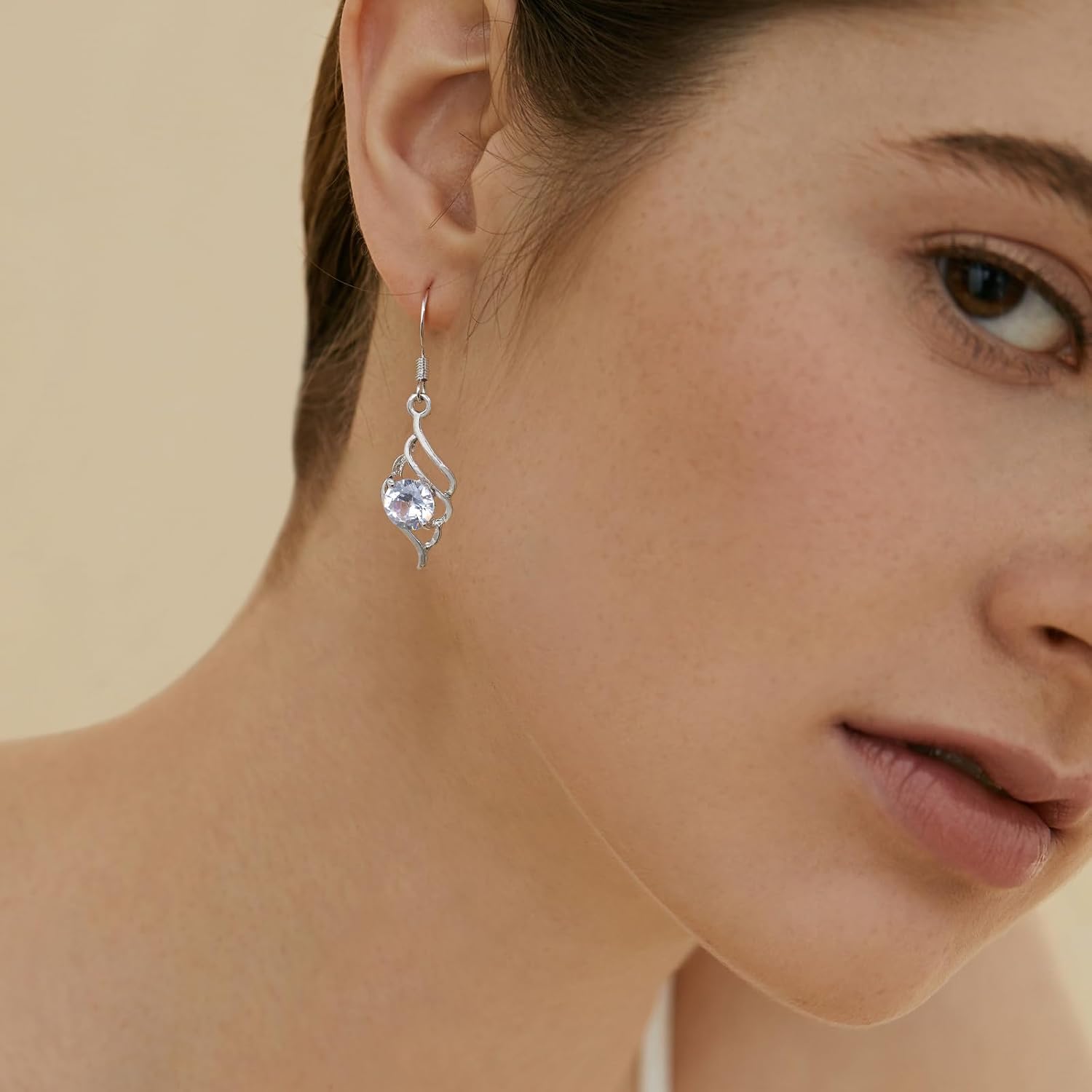 Ritach Silver Dangle Earrings Sets for Women Crystal Lever back Dangle Drop Earrings Colorful Cubic Zirconia Jewelry Gifts for Women