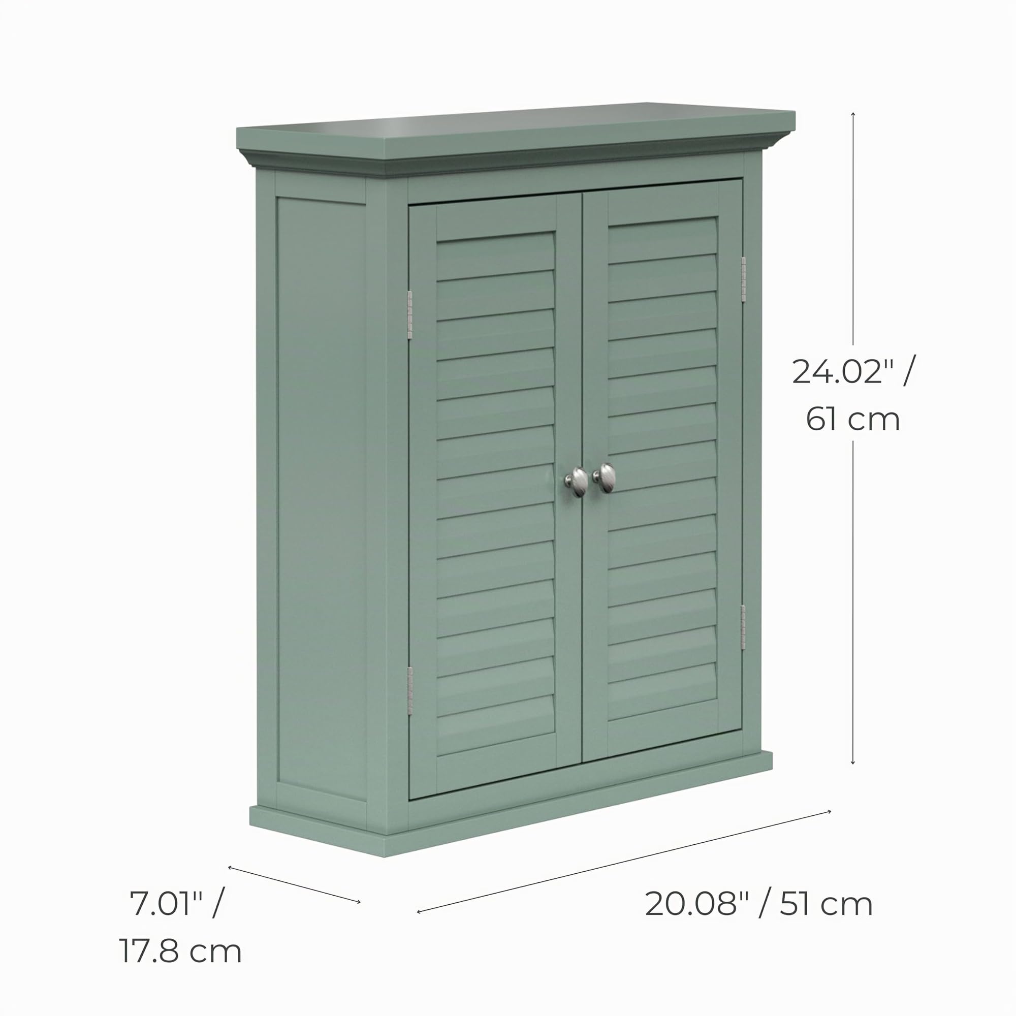 Elegant Home Fashions Armadietto Murale Porte Lamellari Verde Salvia