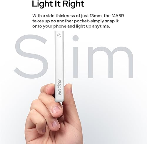 Miniatura 3 de GODOX MA5R - Luz LED RGB para teléfono, carga magnética, mini luces de video en cámara, iluminación para selfie para fotografíaTikTokVlogVideo