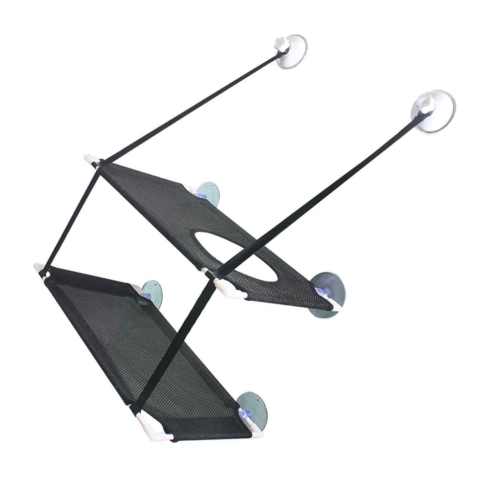 Amaca per Gatti a Doppio Strato con Installazione Sospesa, Forte Ventosa, Morbido Sedile di Riposo per Finestra per Gatti per Balcone e Altro Ancora (Black)