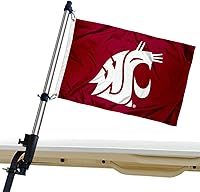 Vista 1 de College Flags & Banners Co. WSU Cougars - Juego de soporte para bandera y poste de bandera para carrito de golf