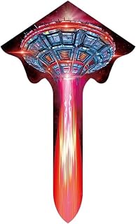 Kites for Kids Adults Flying Saucer Spaceship Kite Large Easy to Fly Kite Long Tail Kite for Children Adults Easy Fly Kites Present (Color : Rojo)