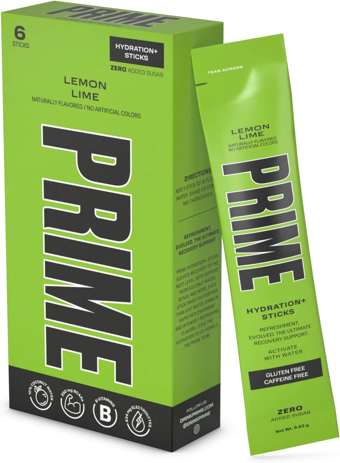 Prime Hydration+ Sticks Lemon Lime - 6 Pack