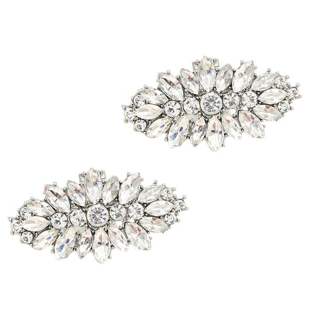 2Pcs Detachable Rhinestone Shoe Clips for Women Sparkling Crystal Buckle Accessories for Bridal Wedding Party and Everyday Wear