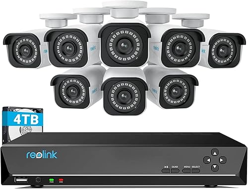 Miniatura 1 de REOLINK Sistema de cámara de seguridad 4K, RLK16-800B8 8pcs H.265 PoE con cable con detección de vehículo persona, 8MP/4K 16CH NVR con 4TB HDD para