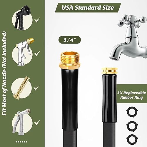 Miniatura 9 de Manguera de jardín expandible de 50 pies, ligera, sin torceduras y resistente a las explosiones, con boquilla rociadora de 8 patrones para césped,