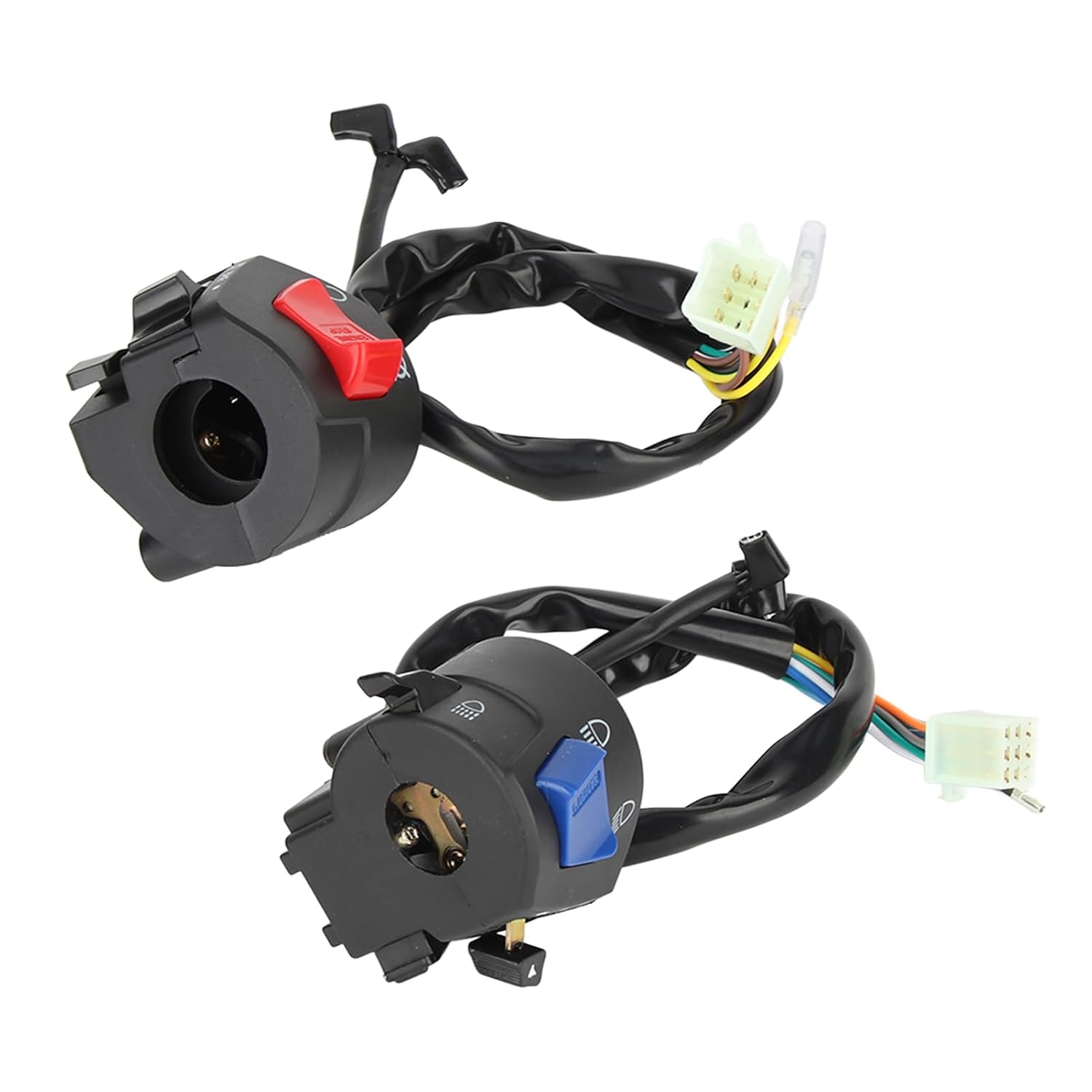 Motorcycle Handlebar Switch, 1 Pair Motorcycle 7/8inch Left and Right Handlebar Mount Switch with Horn and Ignition Control