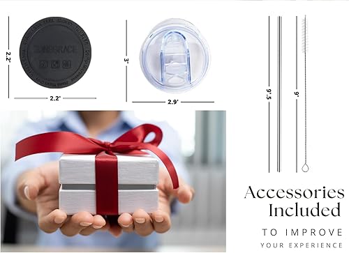 Miniatura 6 de Vaso de Halloween de 20 onzas, diseño lindo, acero inoxidable, delgado, vaso con tapa, pajita, cepillo y base antideslizante, para uso como botella