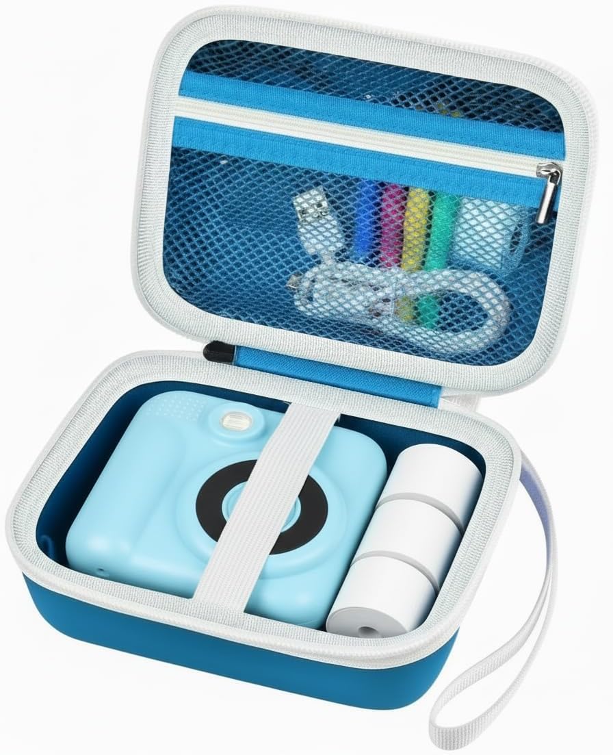 Kids Instant Print Camera Case for Dylanto/for ESOXOFFORE/for VTech KidiZoom PrintCam/Creator Cam/for Goopow/for GKTZ/for FUNKAM/for Agoigo Waterproof Digital Video Toddler Cameras - Box Only (Blue)