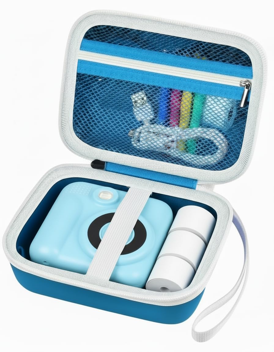 Kids Instant Print Camera Case for Dylanto/for ESOXOFFORE/for VTech KidiZoom PrintCam/Creator Cam/for Goopow/for GKTZ/for FUNKAM/for Agoigo Waterproof Digital Video Toddler Cameras - Box Only (Blue)