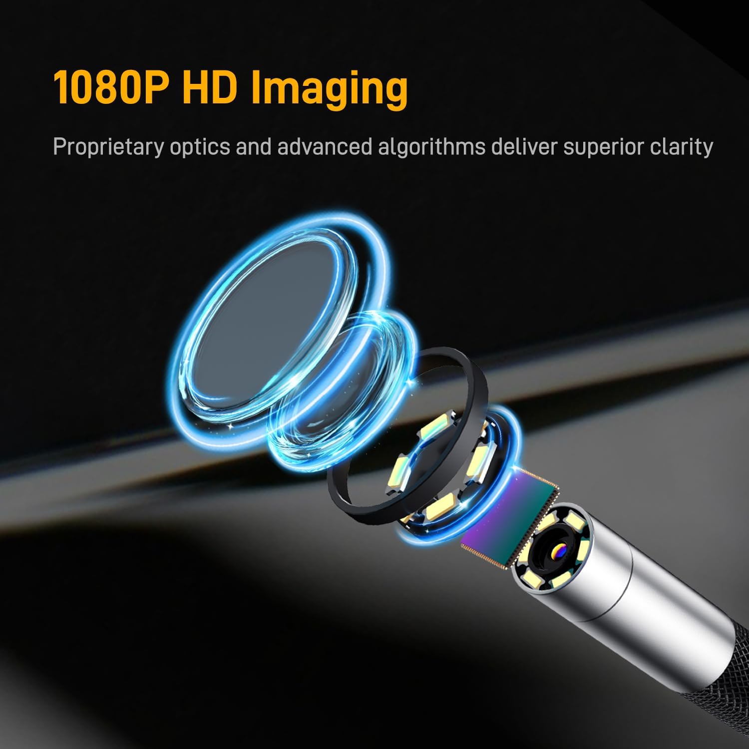 Two-Way 180° Articulating Borescope, 1080P HD 4.3" Screen Automotive Endoscope with 85°C High-Temp Alarm, 2600mAh Battery for 3h Runtime, Includes 32GB Card & Case
