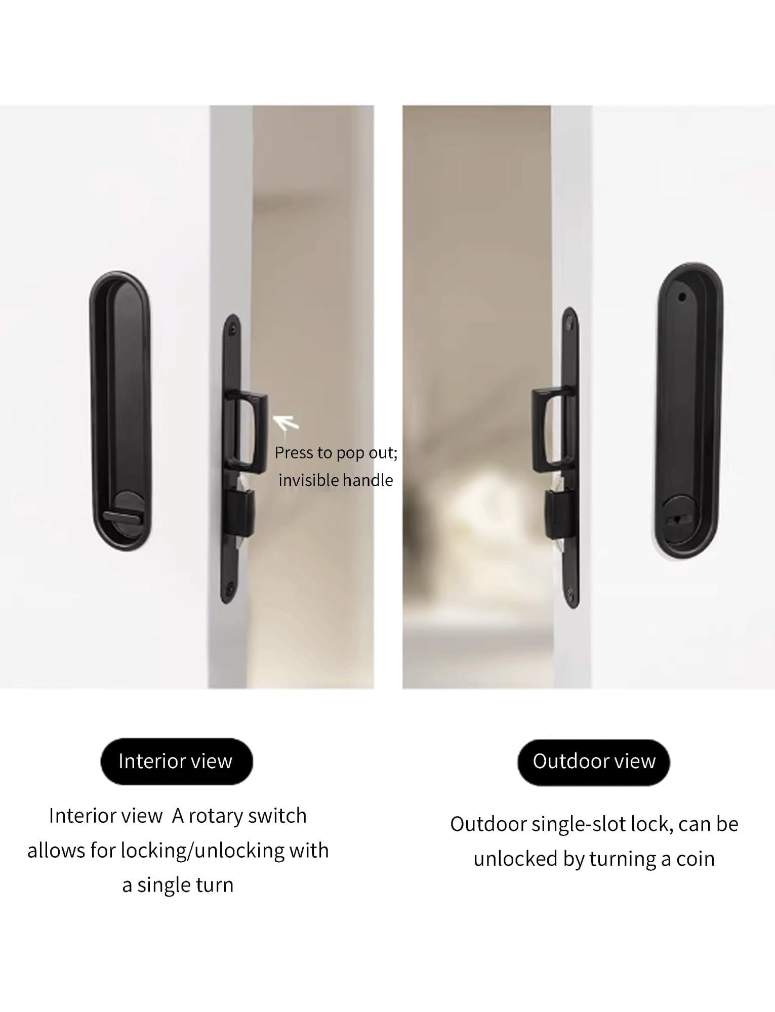 Cerradura de puerta corredera empotrada, cerradura de bolsillo para muebles de madera, fácil instalación y mecanismo seguro
