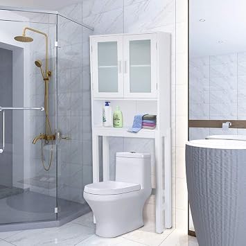 BECOMFORT Wooden Over The Toilet Cabinet Storage,BestComfort Bathroom Organizer Over Toilet Storage, Above The Toilet Space Saver Cabinet 22.5" x 7.5" x 61"