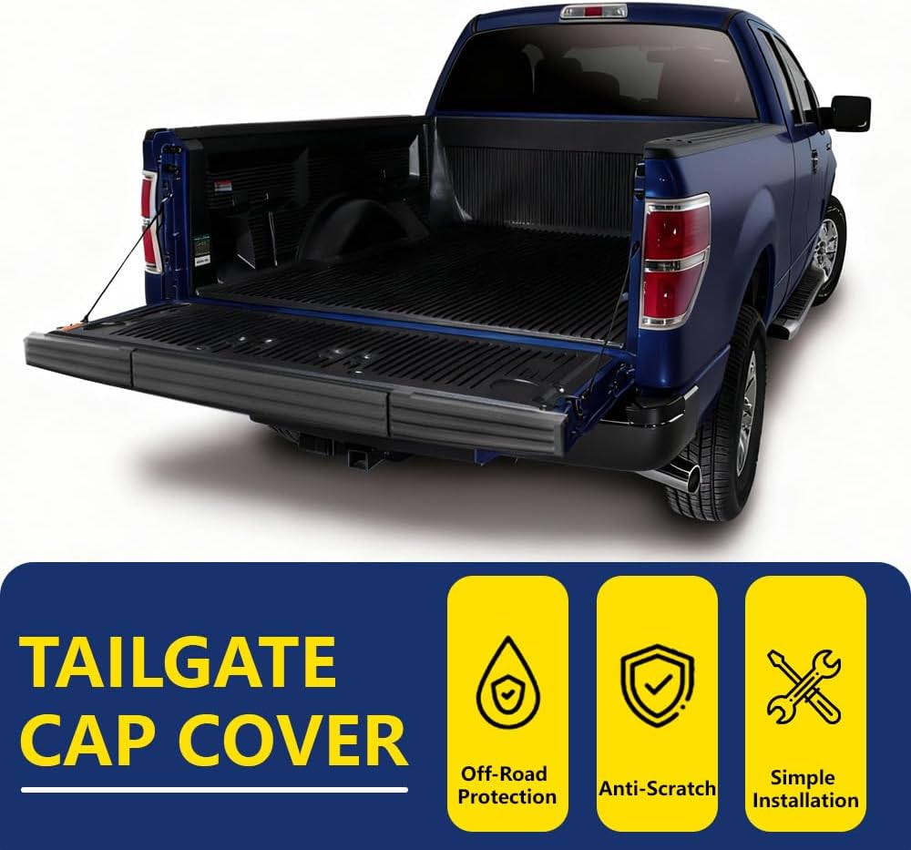 GRAND ORANGE Flexible Flex Step Tailgate Molding Trim Compatible with Ford F150 2009-2014 Black Ribbed Finish Bed Rail Caps 9L3Z9941018AA 9L3Z9940602BA