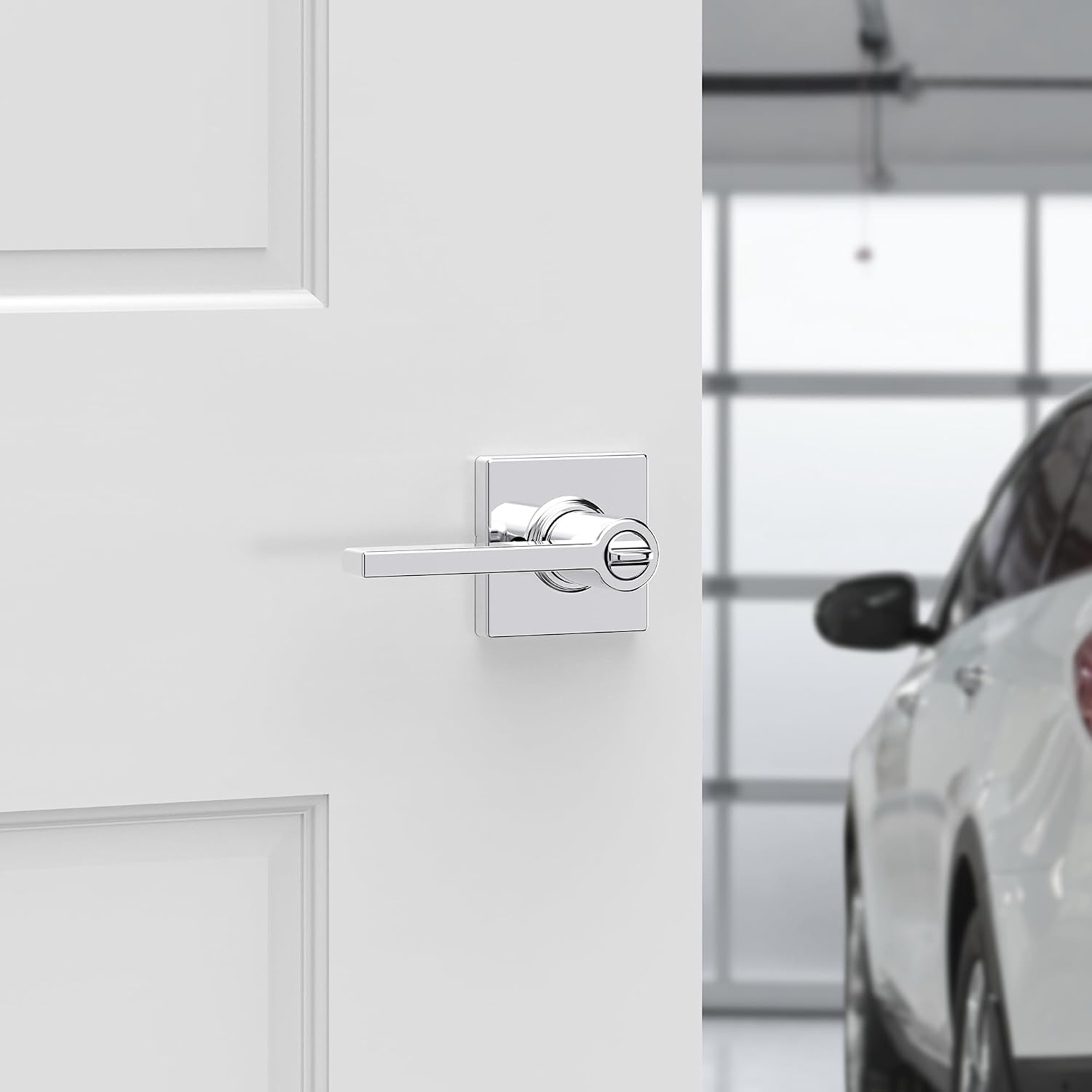 Kwikset Casey Entry Door Handle with Lock and Key, Secure Keyed Reversible Lever Exterior, for Front Entrance and Bedrooms, Polished Chrome, 10 Pack, Pick Resistant SmartKey Rekey Security