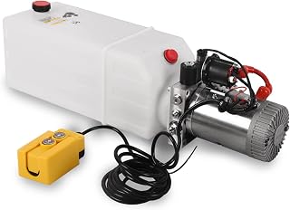 LFGUD Hydraulic Pump 8 Quart 2 Gallon Hydraulic Power Unit 12V DC Single Acting Dump Trailer Pump with Plastic Reservoir for Dump Trailer Car Lifting