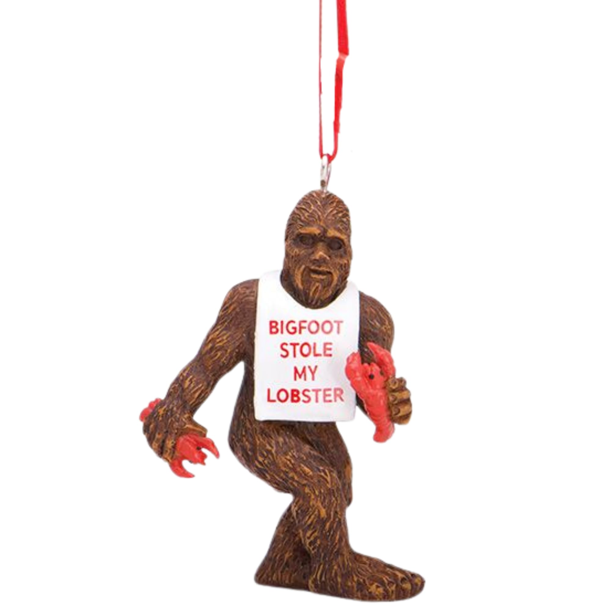 Wowser Multi Color Bigfoot Stole My Lobster Ornament – Funny Sasquatch Christmas Tree Decoration, Coastal