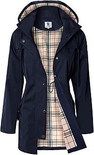 Women's Long Hooded Rain Jacket Outdoor Raincoat Windbreaker