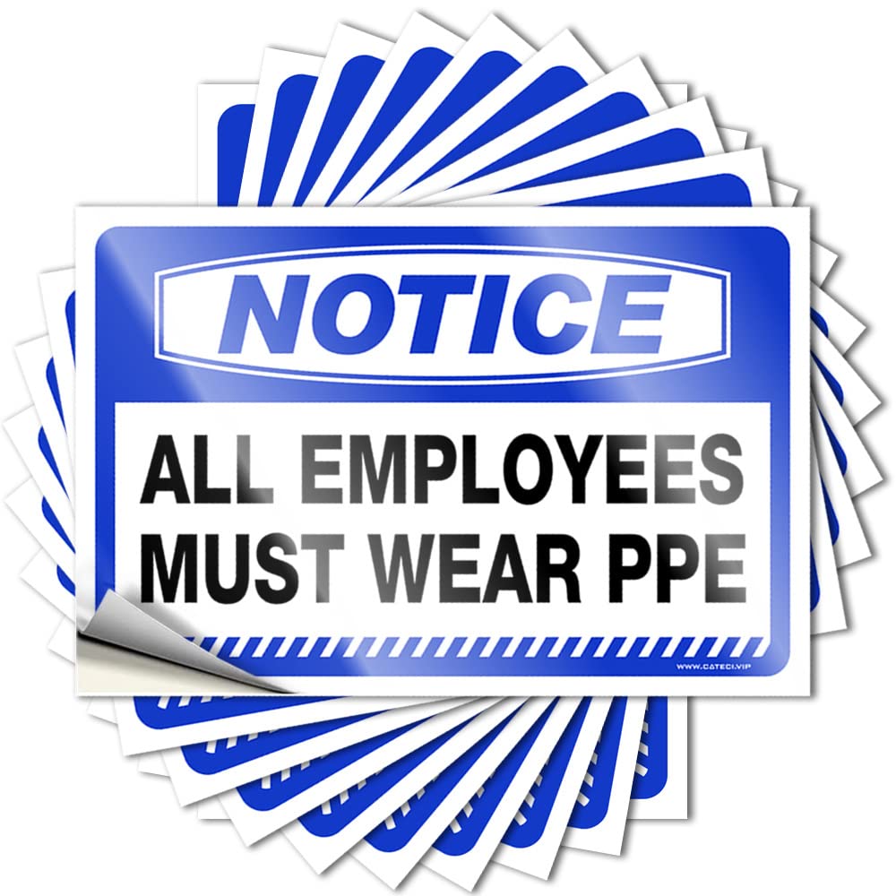 Funny Sticker - Funny Helmet Notice All Employees Must Wear PPE for Taupe Beauty(8X12CM)
