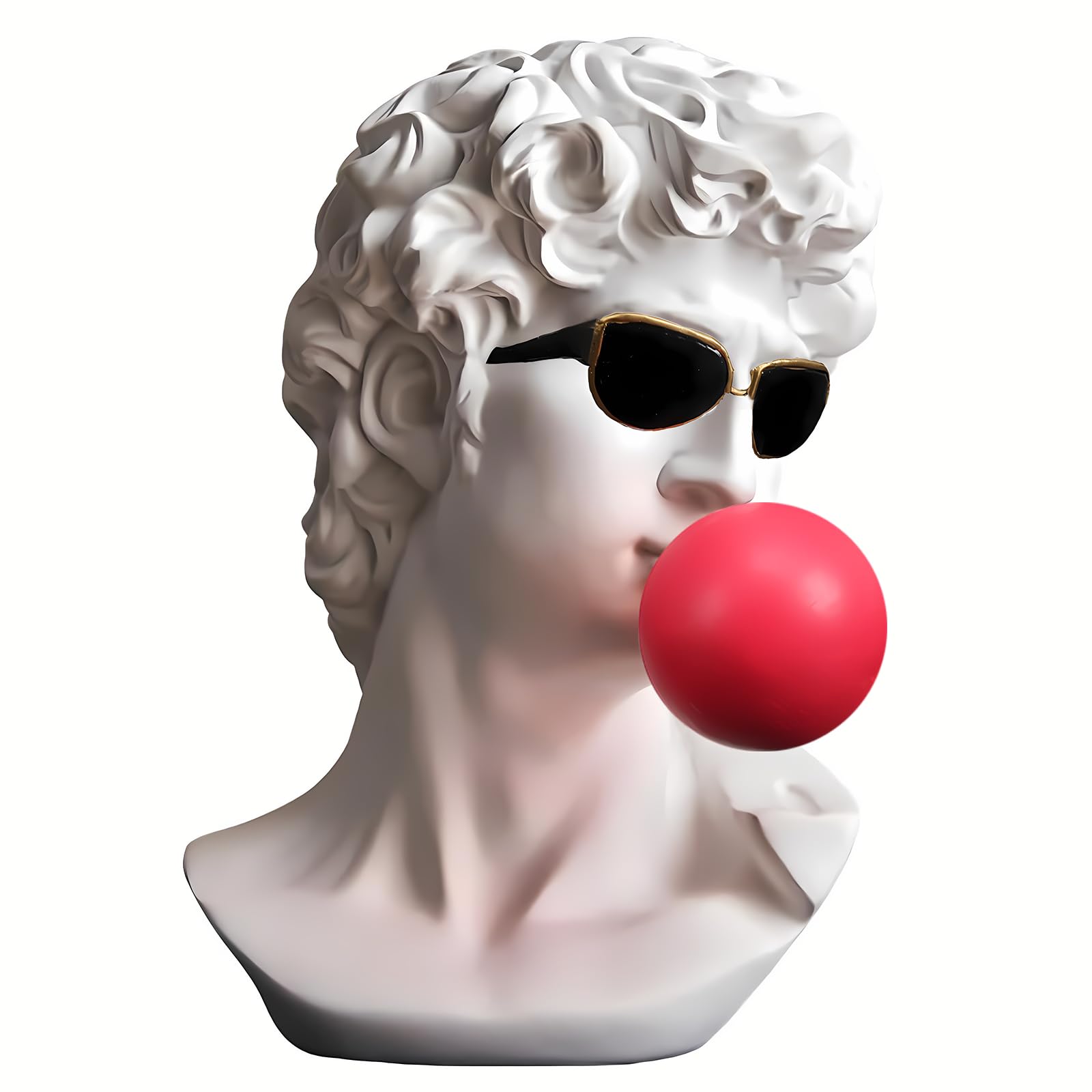 greitenty Blowing Bubbles David Statue，Greek David Head Resin Statues and Sculptures Home Decor Office Decor (Man)