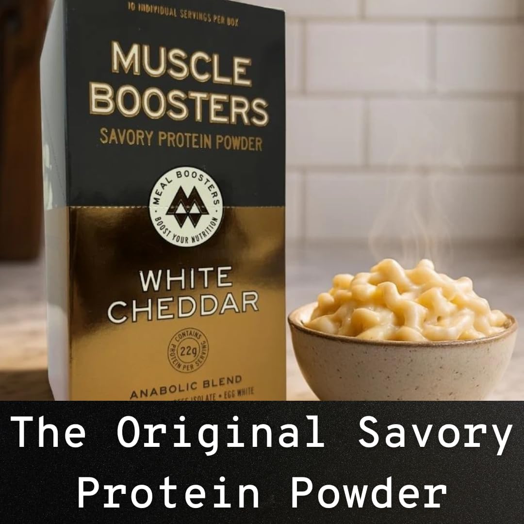 Muscle Boosters Savory Protein Powder | 22g Protein per Serving | Whey Isolate, Beef Isolate, Egg White | Cooking-Friendly Protein Supplement |Pack of 10 Single Servings