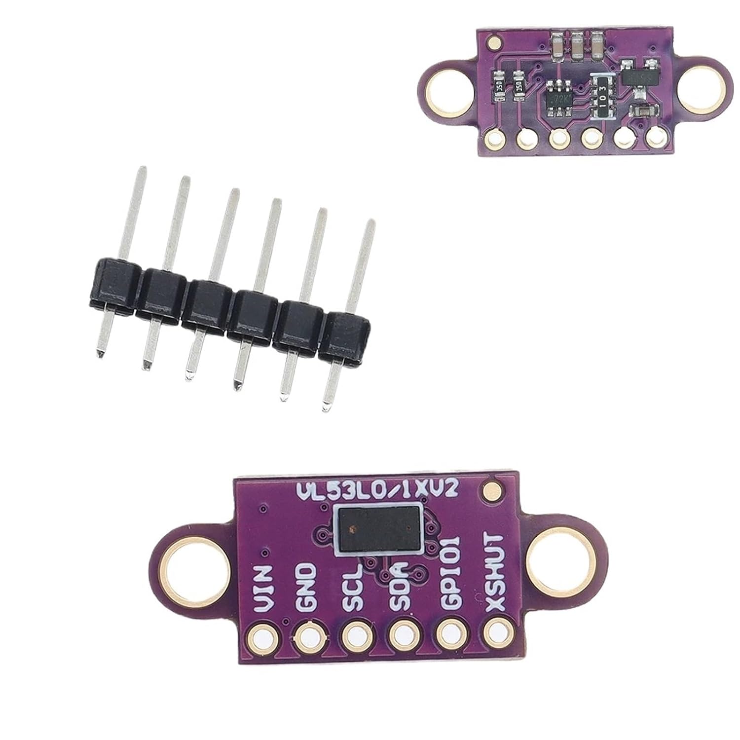 10pcs VL53L0X Time-of-Flight (ToF) Laser Ranging Sensor Breakout 940nm GY-530 GY-VL53L0XV2 Laser Distance Module I2C IIC (Color : Purple Board)