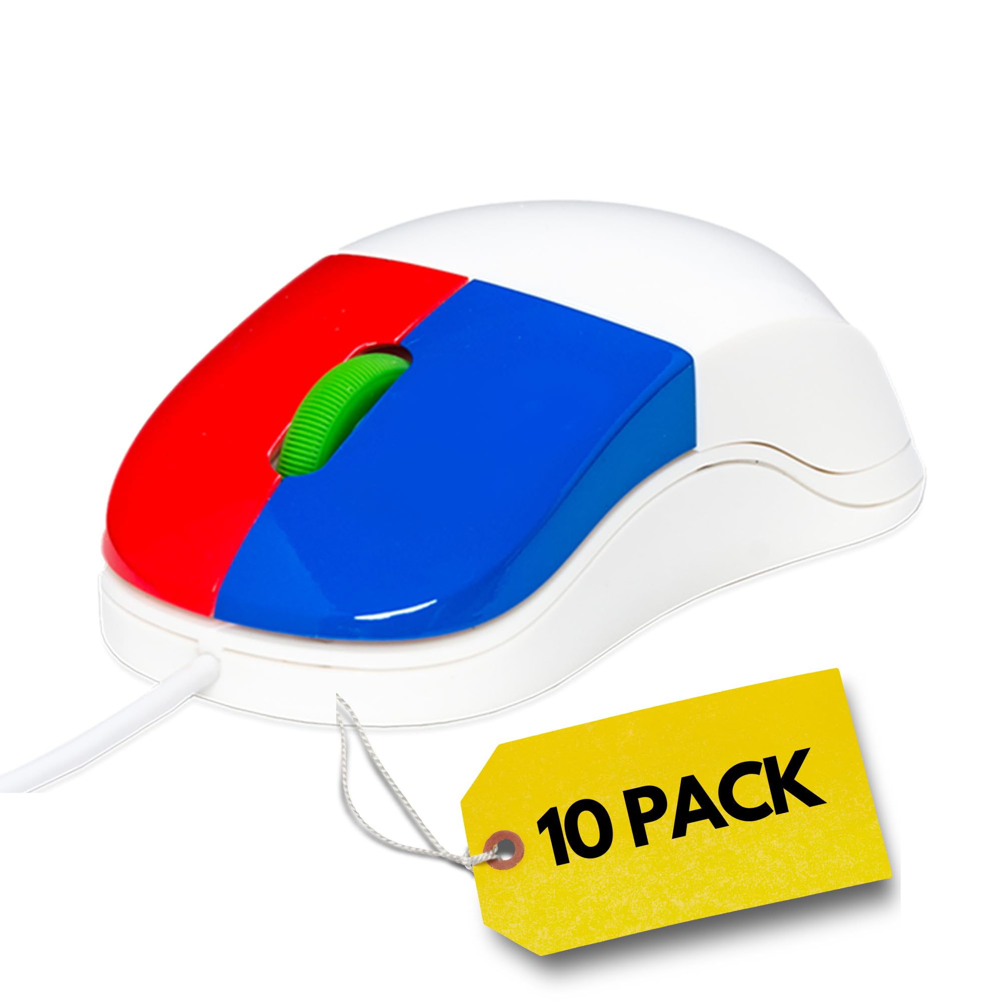 Clevy Kids Mouse - Colorful Ergonomic USB Computer and Laptop - School and Home Computer - Wired Children Friendly Mouse Compatible with Windows, MAC OS, Chromebook - (Pack of 10 Mice)