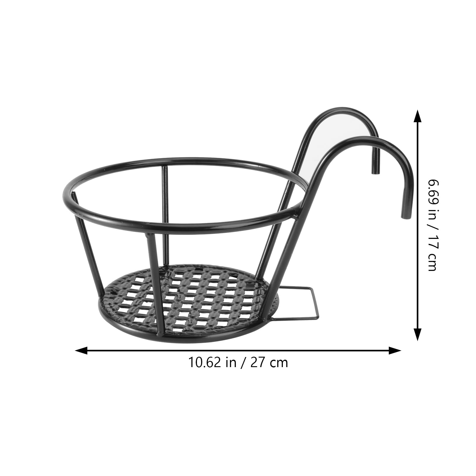 DOITOOL Lot de 2 supports de pot de fleurs pour garde-corps en fer pour clôture, pot à suspendre (Noir, 27 x 17 x 12 cm)