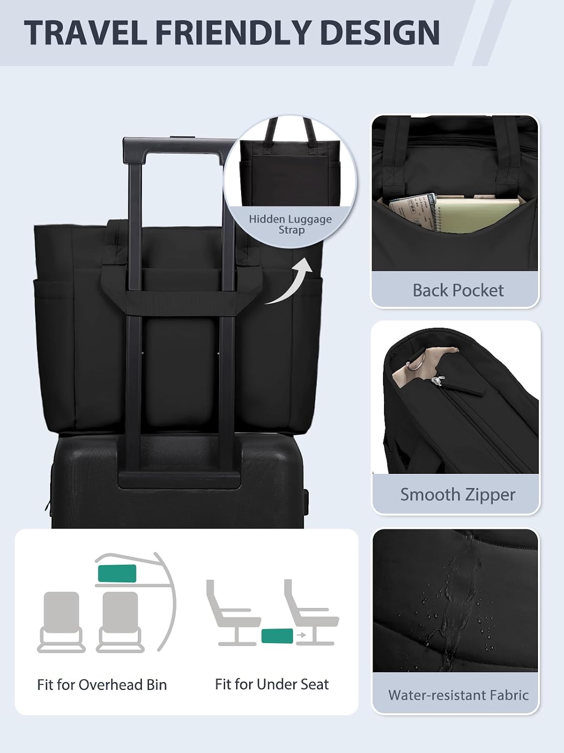 RHDZO Tote Bag for Women with 15.6″ Laptop Compartment and Cup Holder, Puffer 2pcs Work Tote Bag with Mini Pouch and Zipper