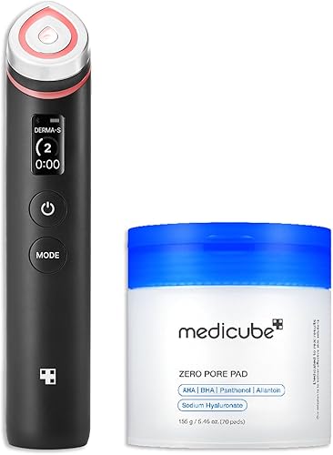 medicube Deep Clean to Deep Glow Set: Age-R Booster Pro (Black) and Zero Pore Pads 2.0 | Gifts for Women