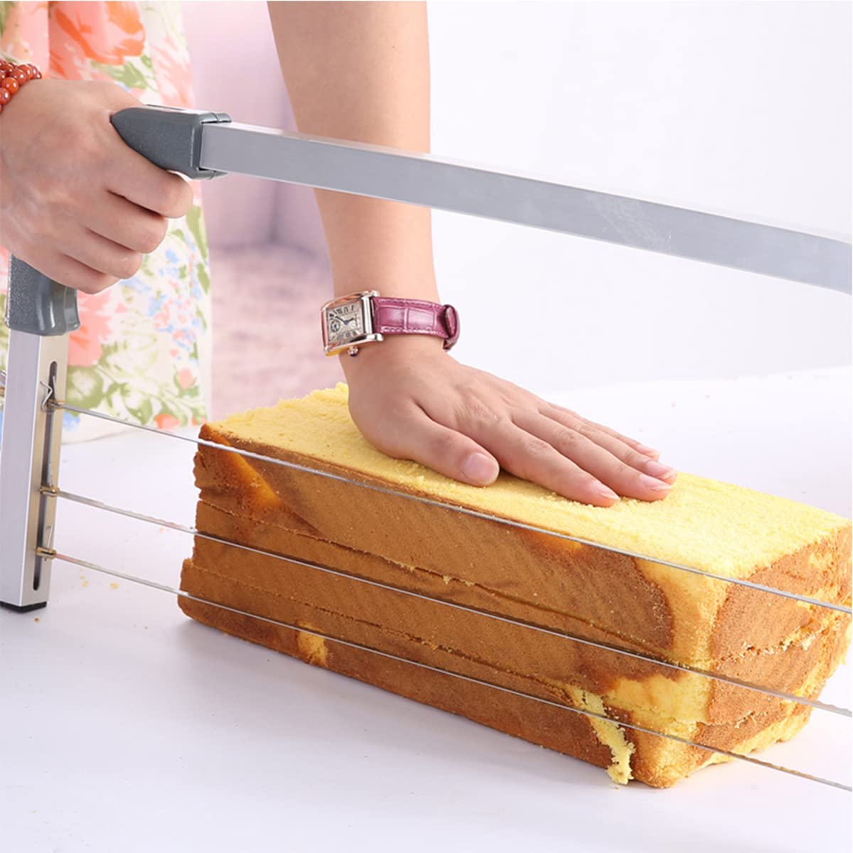 Taglierina regolabile per torte, con fili in acciaio inox, professionale e strumento per la cottura