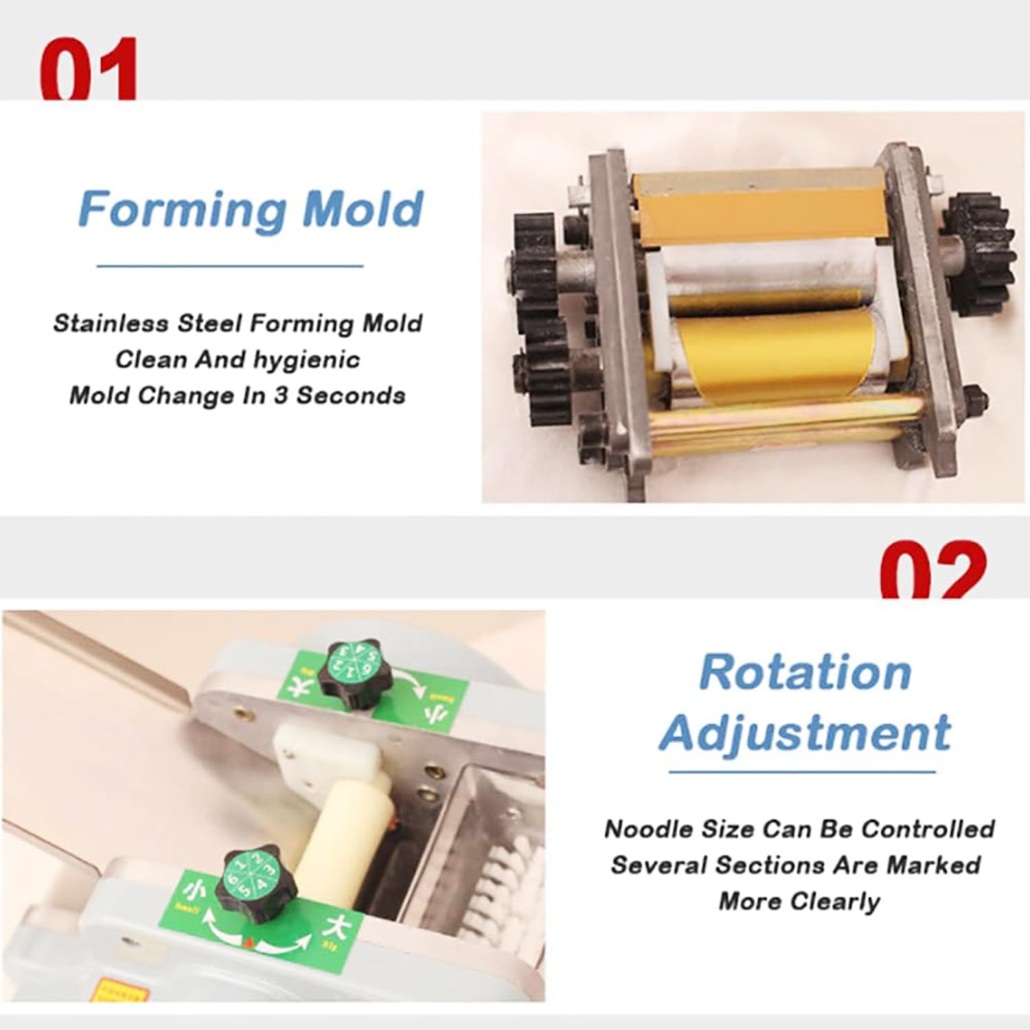 Qiang Automatic Knödelhautmaschine Aus Edelstahl,Multifunktionale Kommerzielle Pierogi/Ravioli Teigausrollmaschine 80mm,Nudelmaschine 3mm Mit Form,3Molds