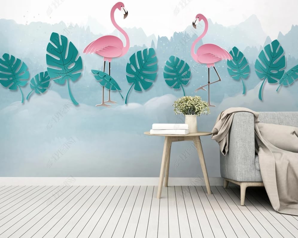 Papier peint flamant rose pour masquer un mur nu et sans vie