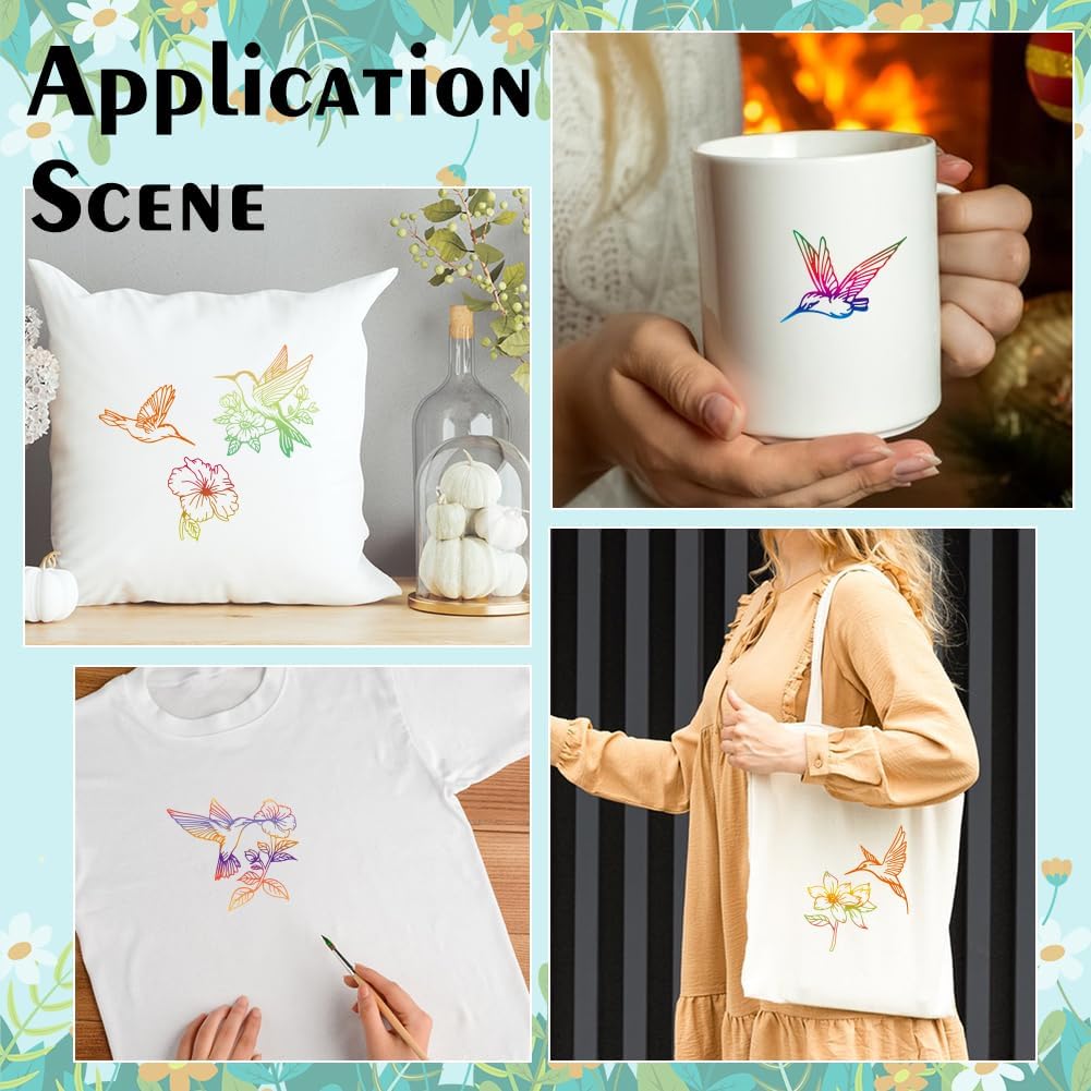 2 Sheets Hummingbird Silkscreen Stencil, Bird Flower Painting Stencils Templates Reusable Self-Adhesive Silk Screen Printing for Wall Border Wood Fabric Home Craft Decor