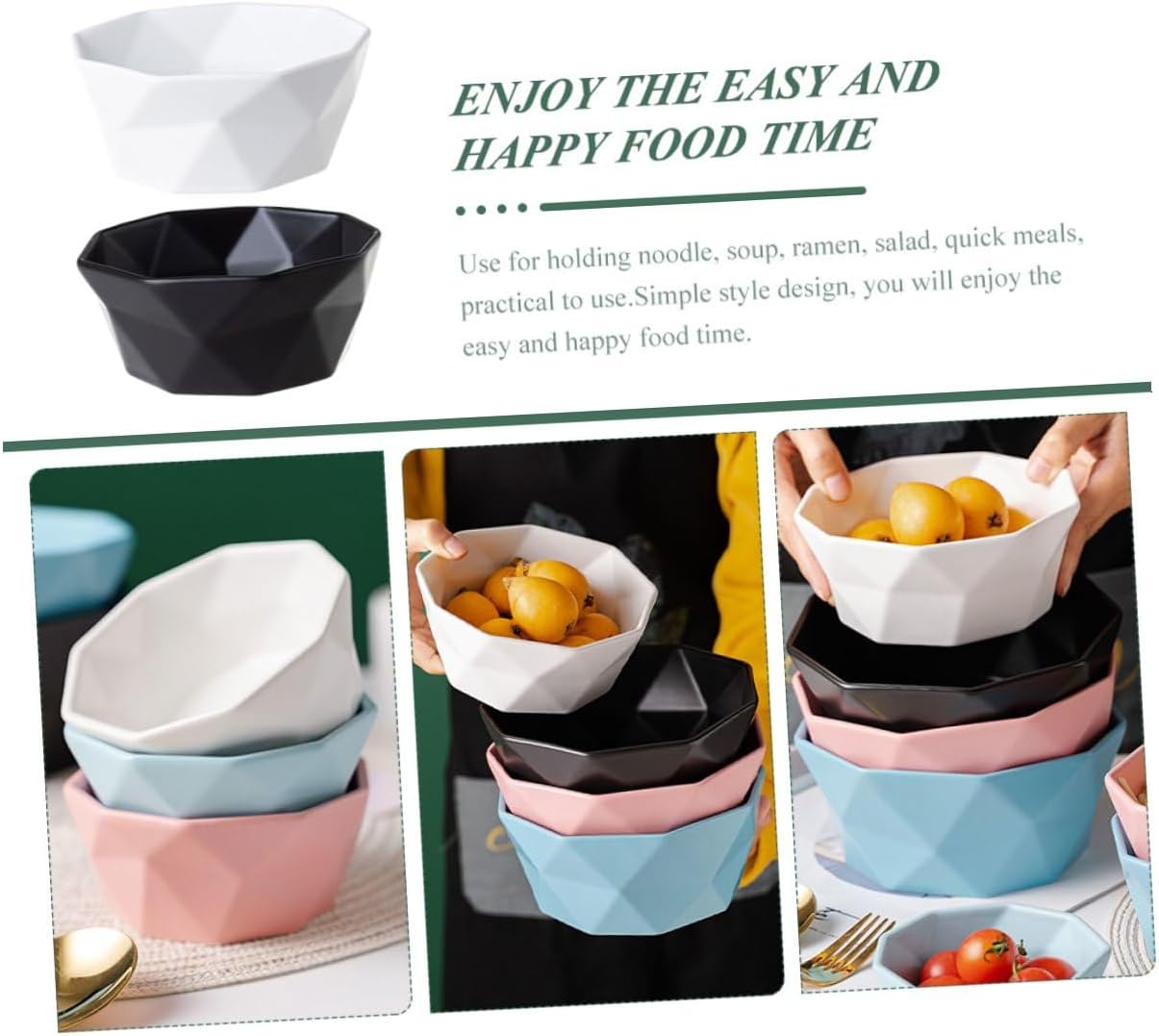 BESTYASH 2pcs Ceramic Serving Bowls Xmas for Rice, Soup, Noodle Meals