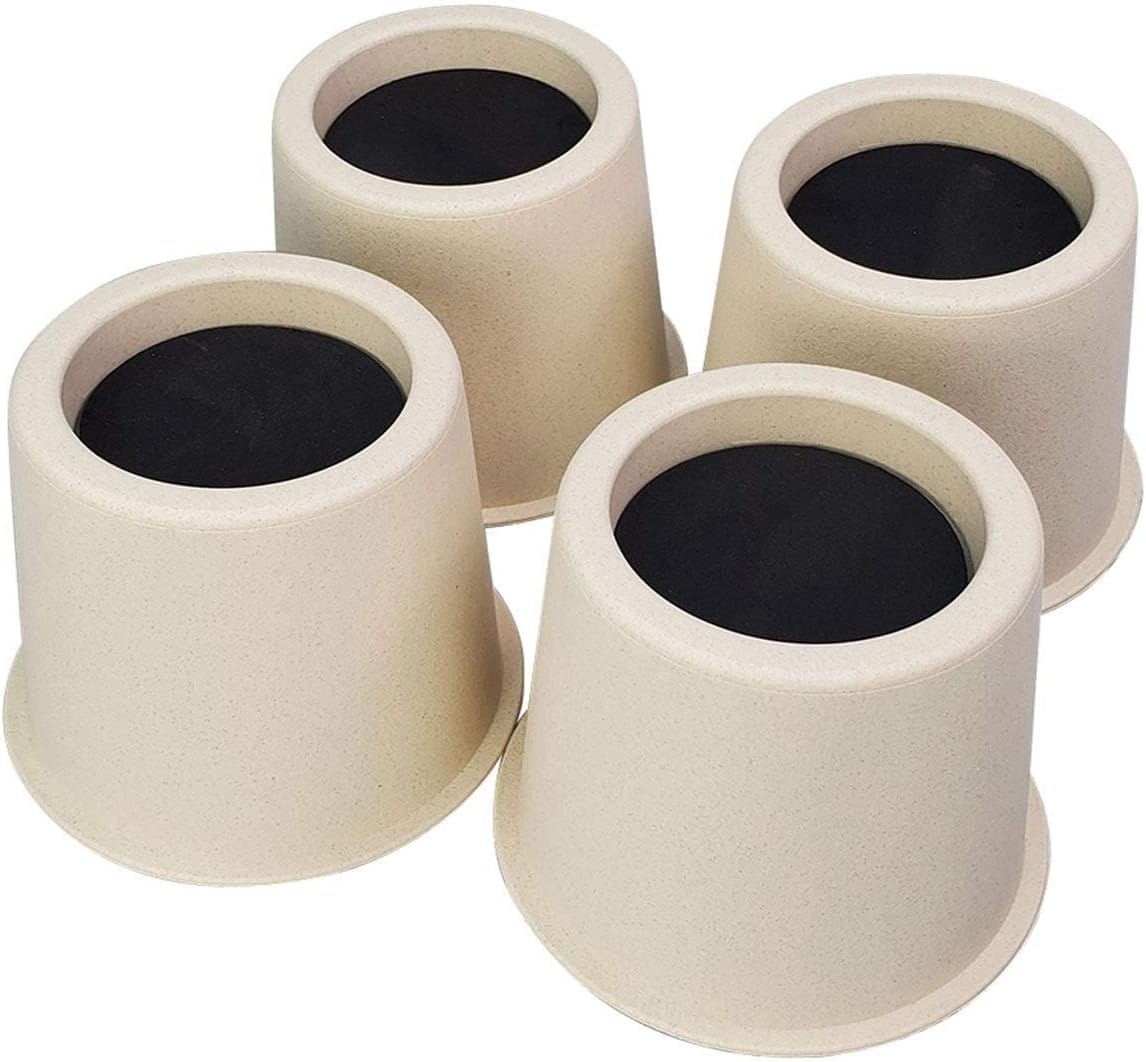 MIIX HOME - 4 inch Bed Risers or Furniture Risers 4 Packs Elephant Feet for raising Twin Queen Bed Desk Table Couch Sofa Dorm, Beige Color, Set of 4