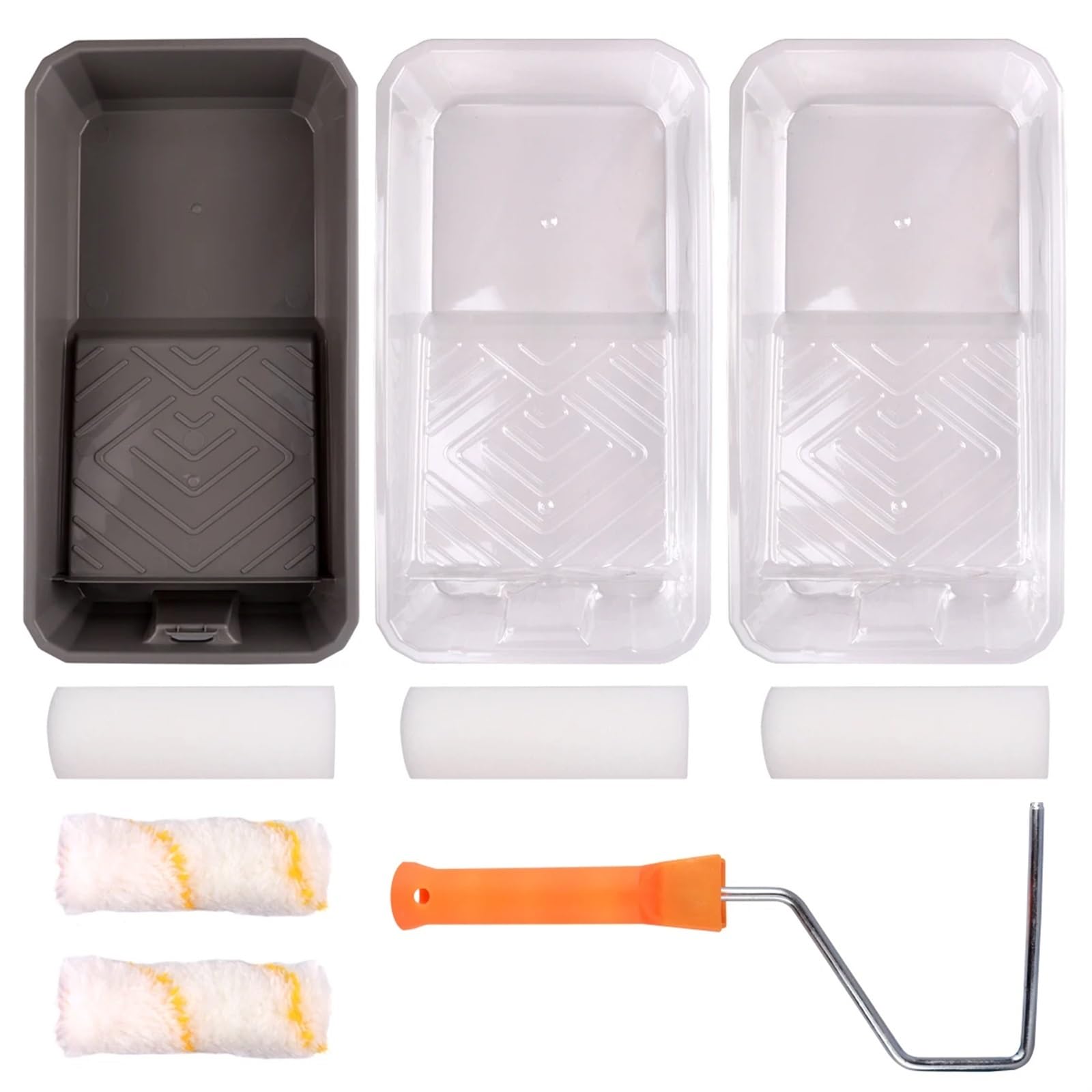 Rodillos De Pintura 9 Uds. Cepillo de rodillo de pintura pequeño de 4 pulgadas con Kit de bandeja de pintura, cubiertas de microfibra de rodillo de esponja, herramienta de bricolaje de pintura de casa
