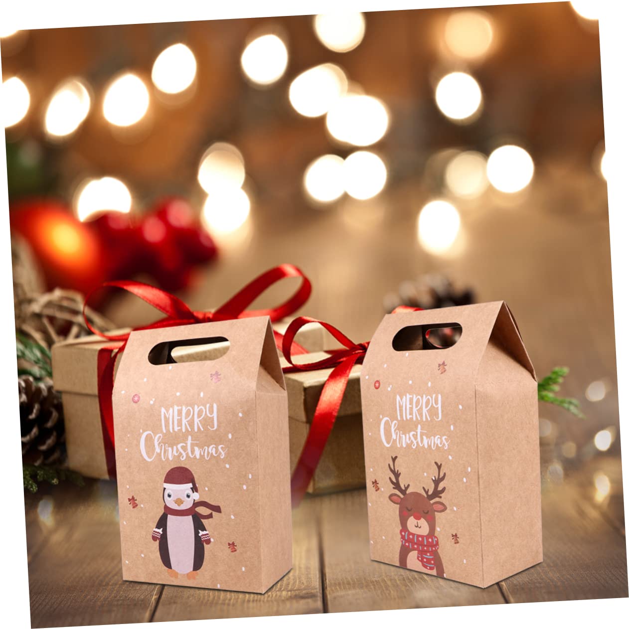 Beavorty 24 Piezas Bolsa de Obsequio Navideña de Manzana Bolsa de Papel Kraft para Galletas de Dulces Navideños