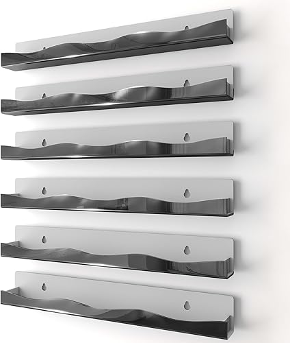 Miniatura 16 de YMVV - Organizador de esmaltes de uñas para montaje en pared - Estante de esmaltes de 15 pulgadas con acabado de espejo dorado, almacenamiento para