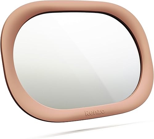 Renzo Espejo de coche para bebé, espejo de asiento trasero para bebés, extragrande, resistente a roturas, ajustable en 360, instalación sin