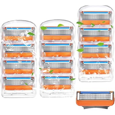 12個入 ジレット対応 替刃 交換刃ジレット対応青色かみそりFusion 5+1交換刃手動かみそり交換刃髭剃り カミソリ替刃