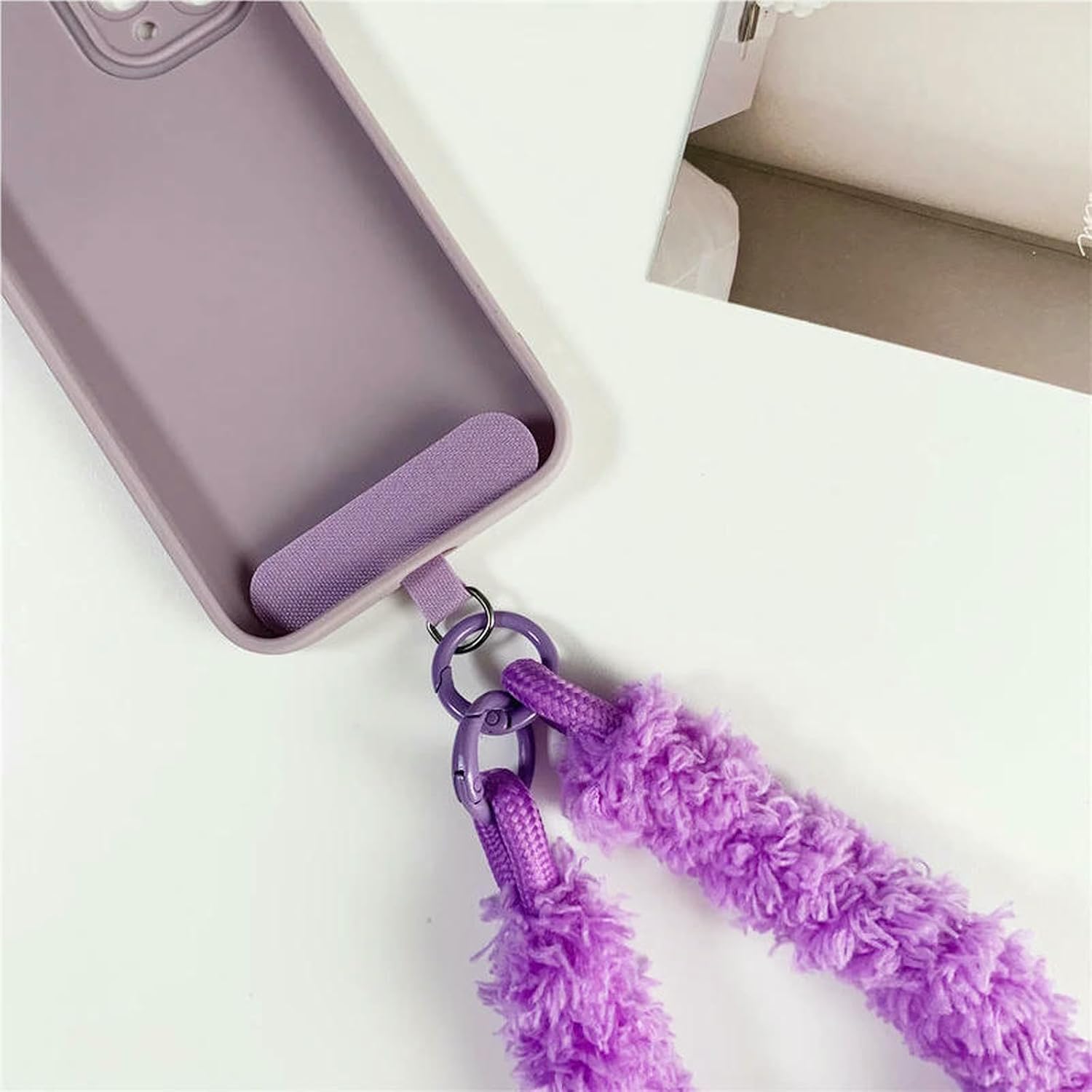 Winter Plush Warm Short Phone Wristband, Keychain, Anti-Lost Phone Lanyard, Keychain Jewelry