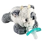 RaZbaby JollyPop Pacifier, Holder with Detachable Baby Pacifier, Stuffed Animal RaZbuddy, All Ages 0M+, 100% Medical Grade USA Made Silicone, Machine Washable, Textured & Easy to Hold - Cow